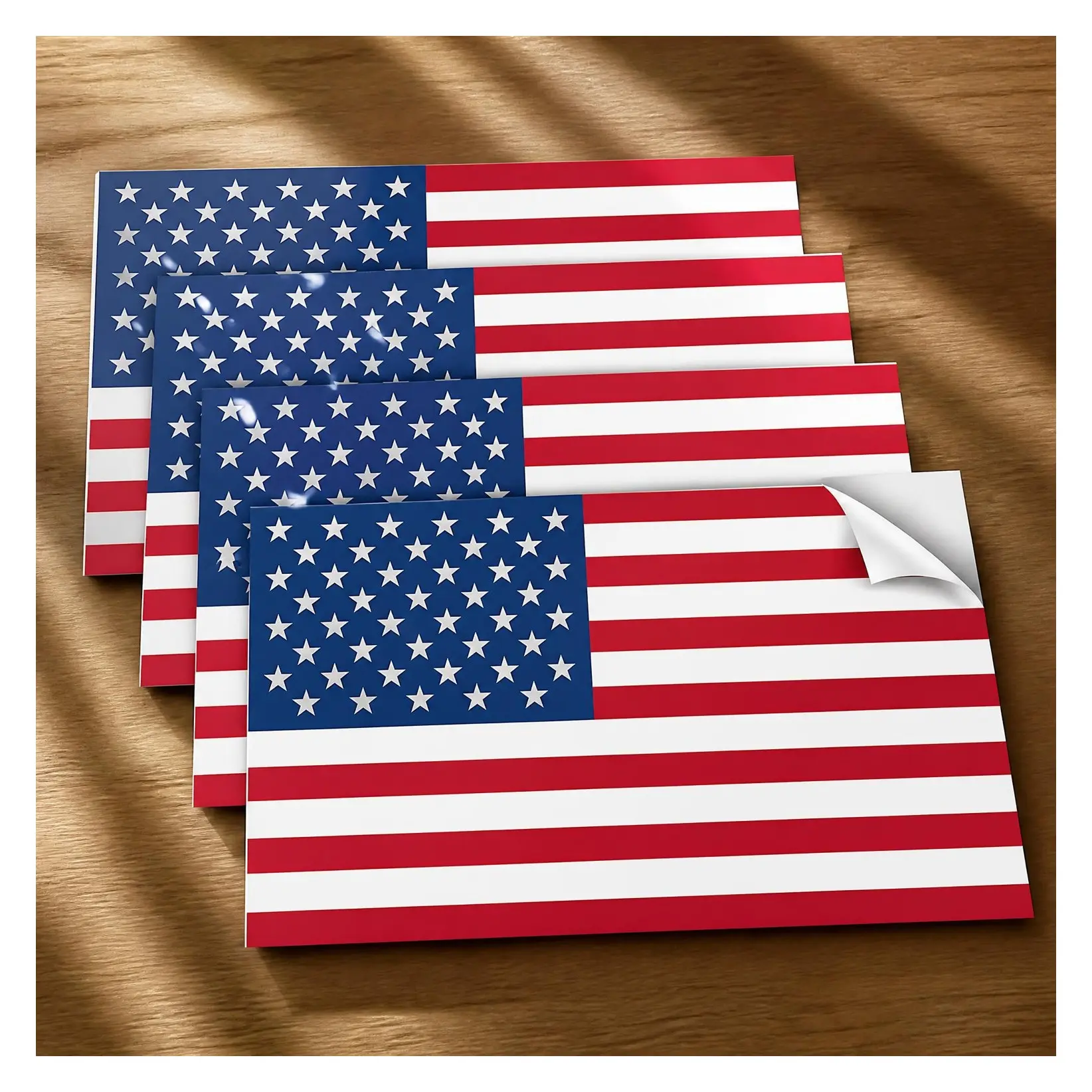 American Flag Stickers 4-Pack – 4" x 2.5" Reflective Vinyl Decals | Made in USA, UV-Resistant & Weatherproof, Premium Patriotic Window Stickers for Cars, Trucks, LaptopsGift
