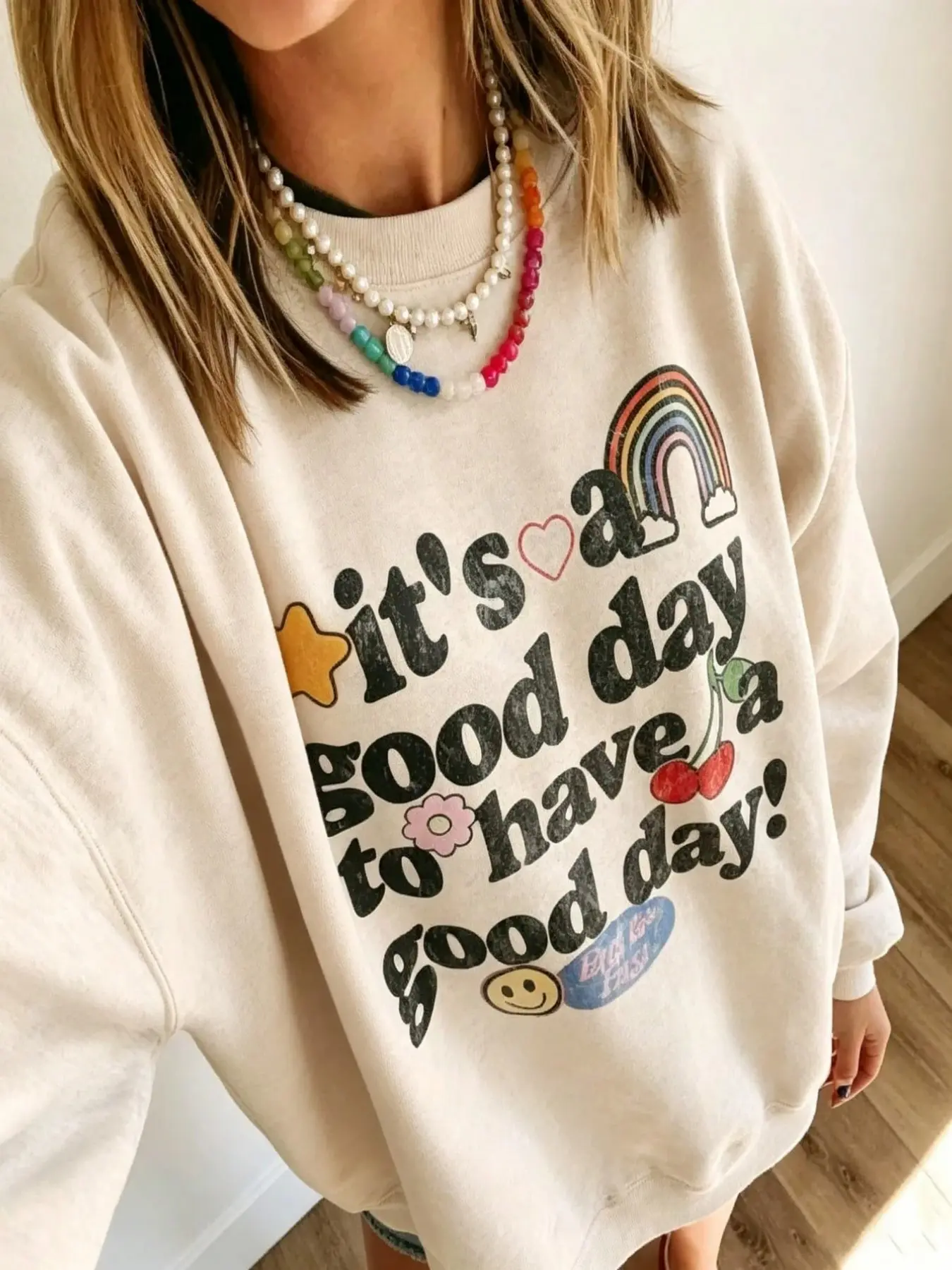 Women's Casual Loose Round Neck Sweatshirt, Letter Graphic Print, Soft Comfortable Fabric, Fashion Versatile Sports Top, Ideal for Daily Wear