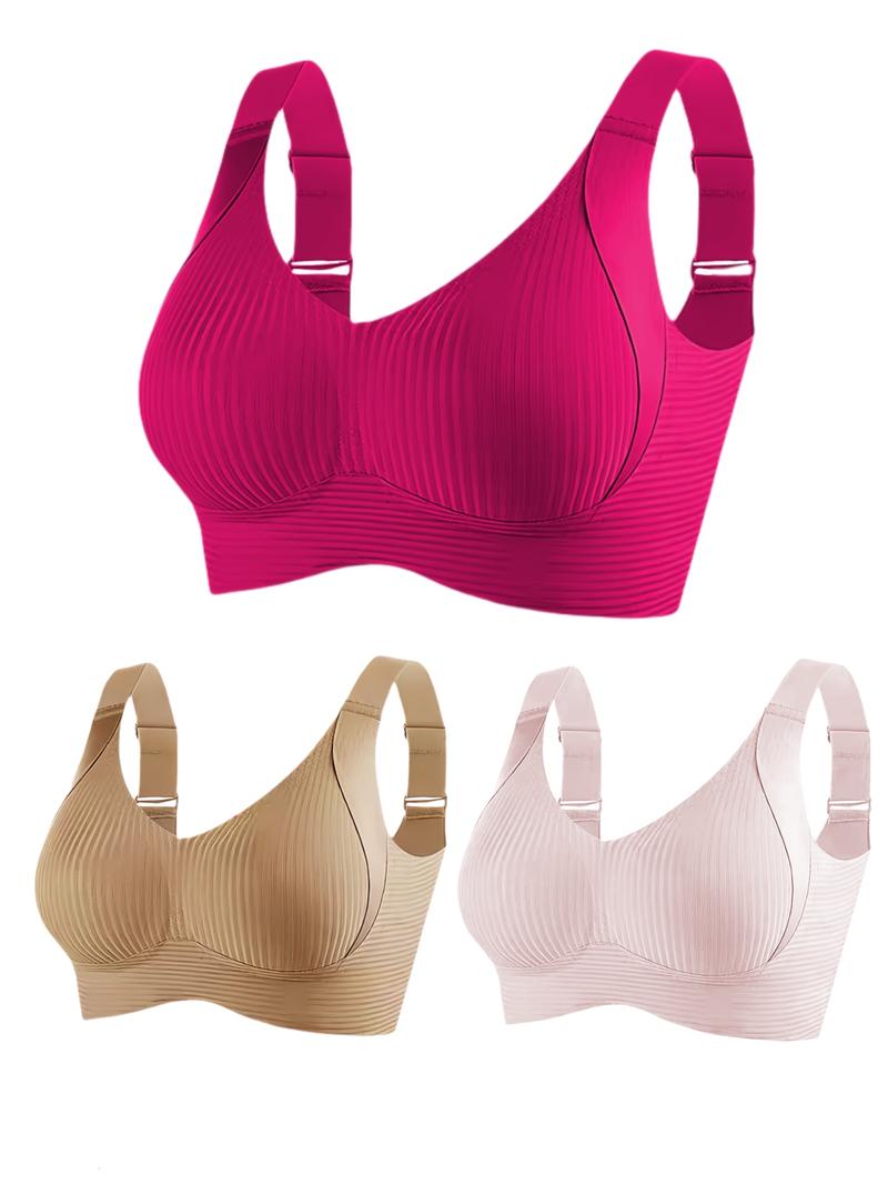 Minimalist Solid Color Wireless Bra Seamless Soft Comfort Breathable Push Up All Season Everyday Wear