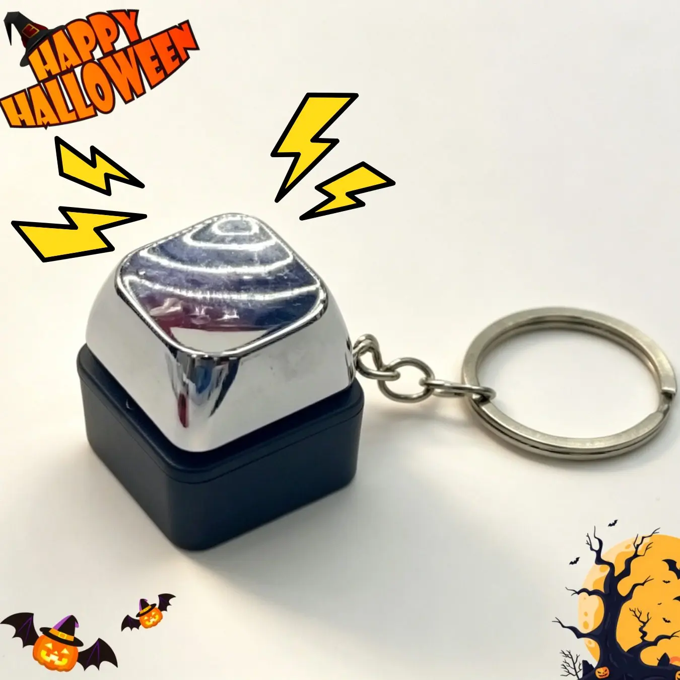 1 Pack Prank Button Keychain Pendant, Funny Decompression Trick Gift, Mini Party Game Novelty Small Gift for Prank Lovers
