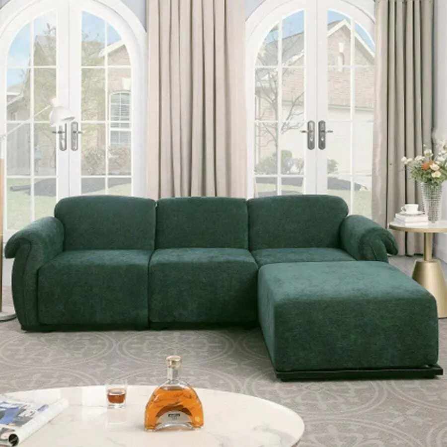 Chenille L-Shape/ 3-Seater/ 2-Seater Sectional Sofa, Modular L-Shaped Couch With Reversible Chaise, Modern Minimalist Sofa Couch, Iron Frame Living Room Furniture, Convertible Sectional Sofa For Apartment Small Space,,lounge,chair,bonele,co,matt,cord,bag,