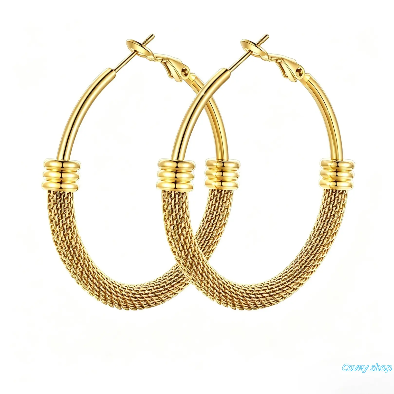 Gold‑Tone Stainless Steel Chunky Hoop Earrings, Hypoallergenic Lightweight Statement Hoops, Versatile Fashion Jewelry For Women And Girls, Suitable For Daily Wear, Parties And Gifting Scenarios