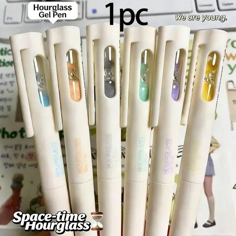 Random Color Time Sand Timer Neutral Pen High Aesthetic Student Pen St Simple Rotating Flowing Sand Pen 0.5mm Smooth Writing Pens Pens Stationery Supplies Office Supplies Stationery Writing Tools School Supplies