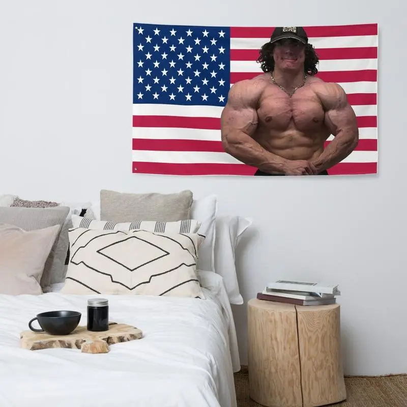 Sam Sulek Themed American Flag Fabric Tapestry Wall Hanging - 40x60 in Rectangular Room Art, Patriotic Home Bedroom Decor