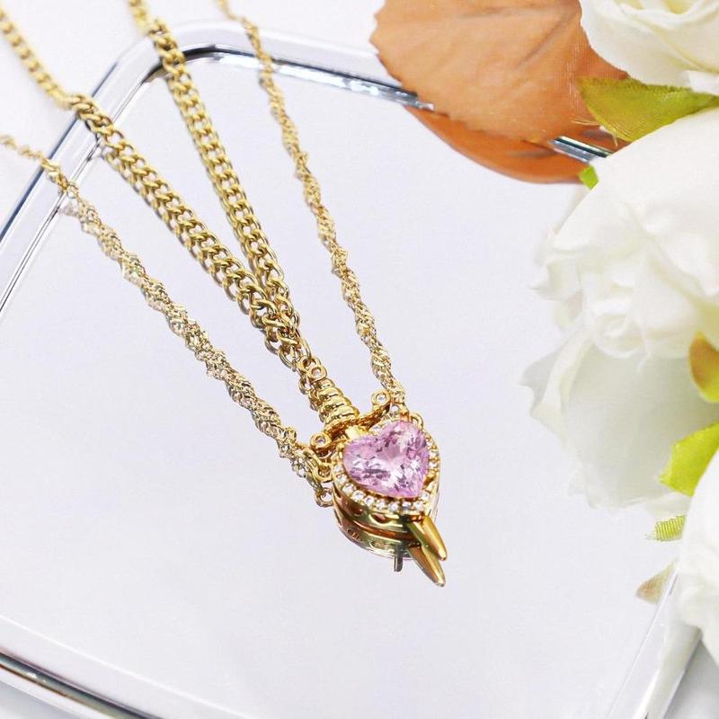 Romantic Sword Pierced Heart Necklace - Gold Chain Trendy Jewelry with Red Crystal Pendant, Perfect Valentine's Day Gift for Best Friend or Lover