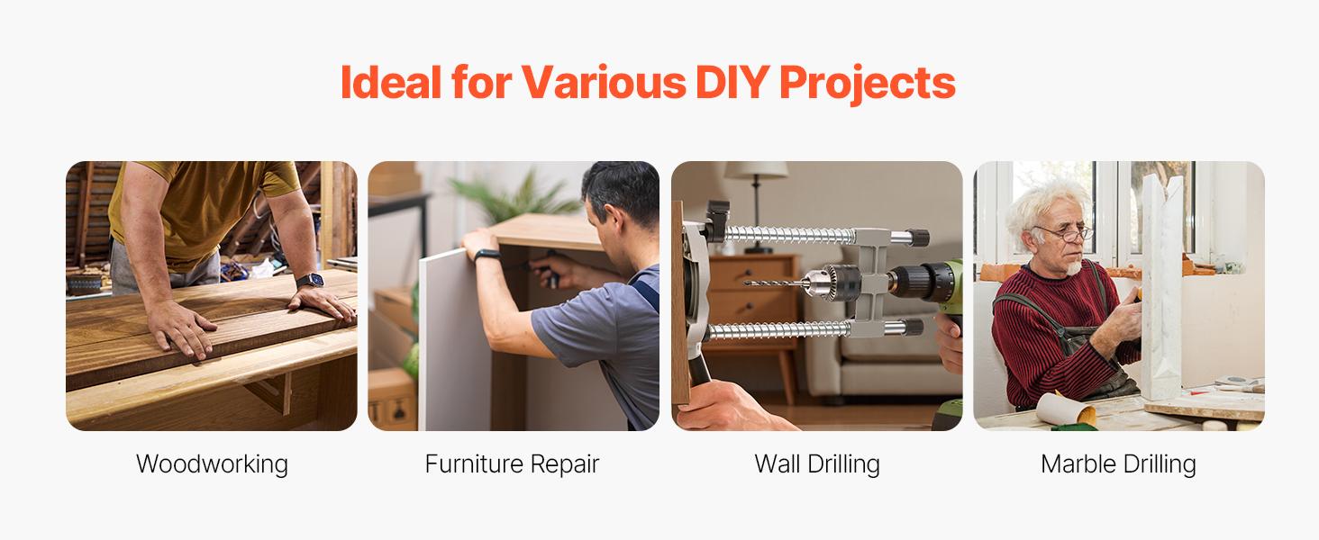 VEVOR Drill Guide, Multi-Angle Press Portable Precision Drilling Guide Jig Attachment, with Large Handle and Mounting Holes, Aluminum Alloy, for Drilling Angled or Straight Holes, for Wood Working