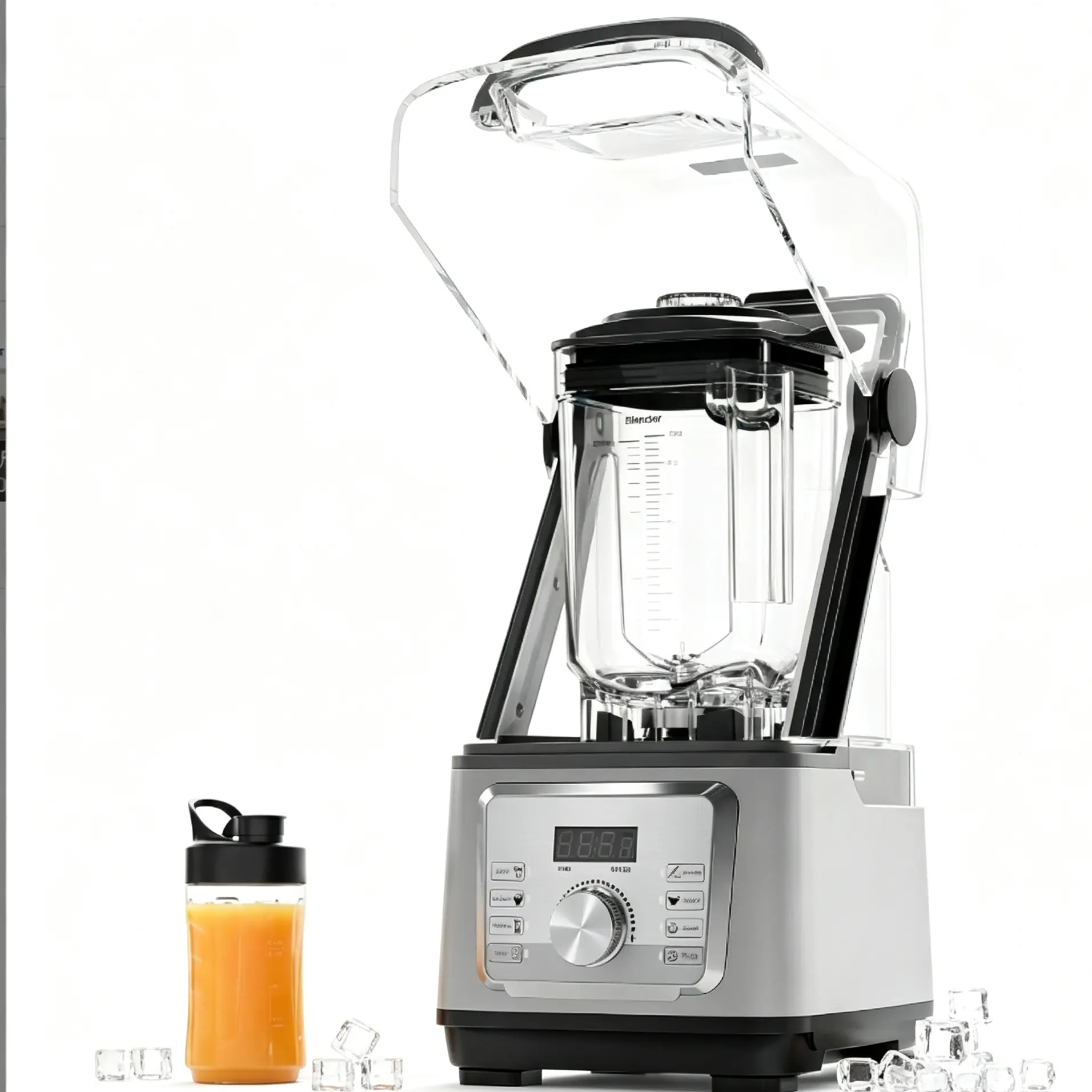 Commercial Quiet Countertop Blender - 9-Speed High-Power Smoothie Blender, Ice Crushing, Frozen Drinks, Fruit, Sauces & Purees - Large Capacity Glass Jar - Easy Clean