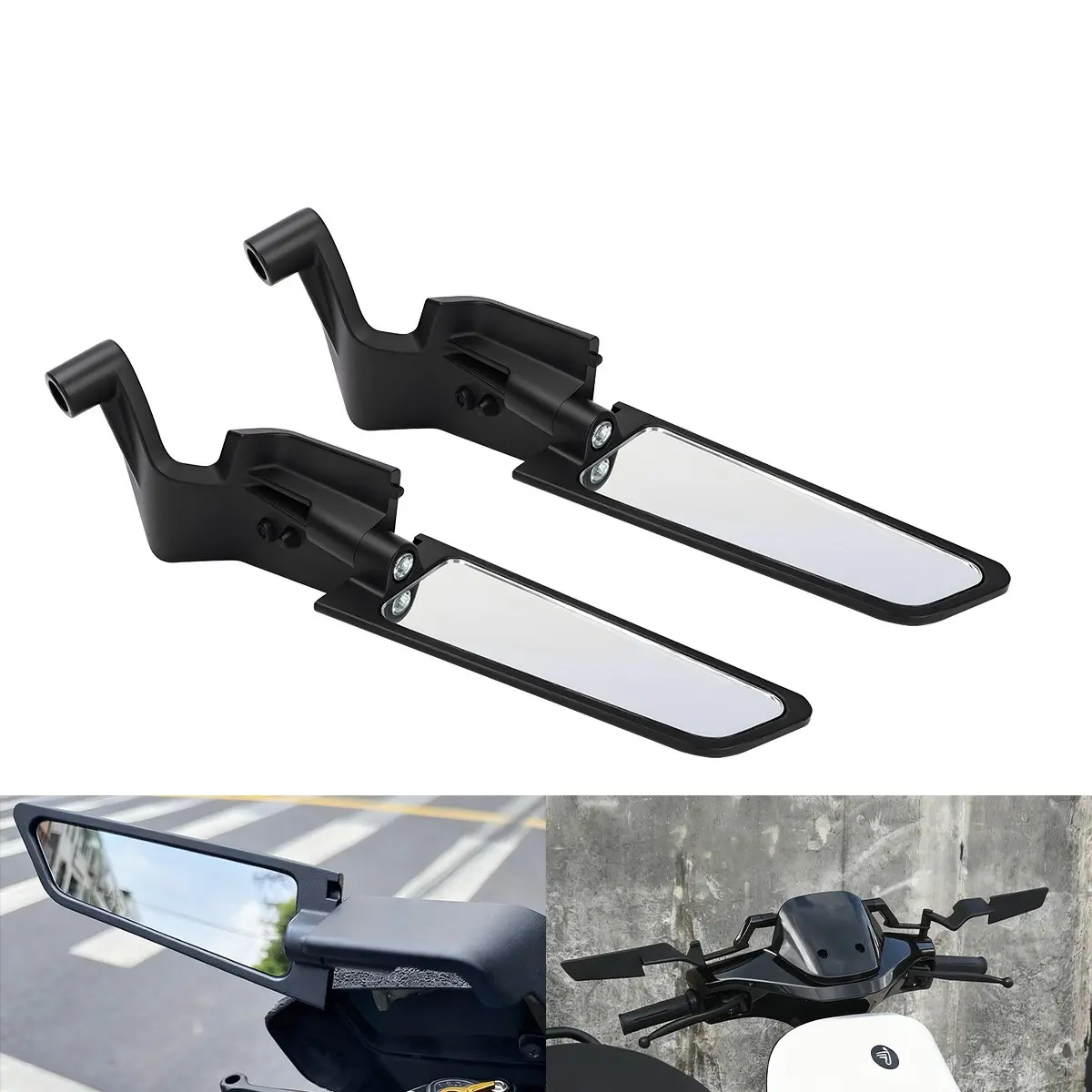 Knife Edge Rearview Mirror for Motorcycle, Short Model, High-Definition Reflective, Universal Fit, Modification Replacement Accessories