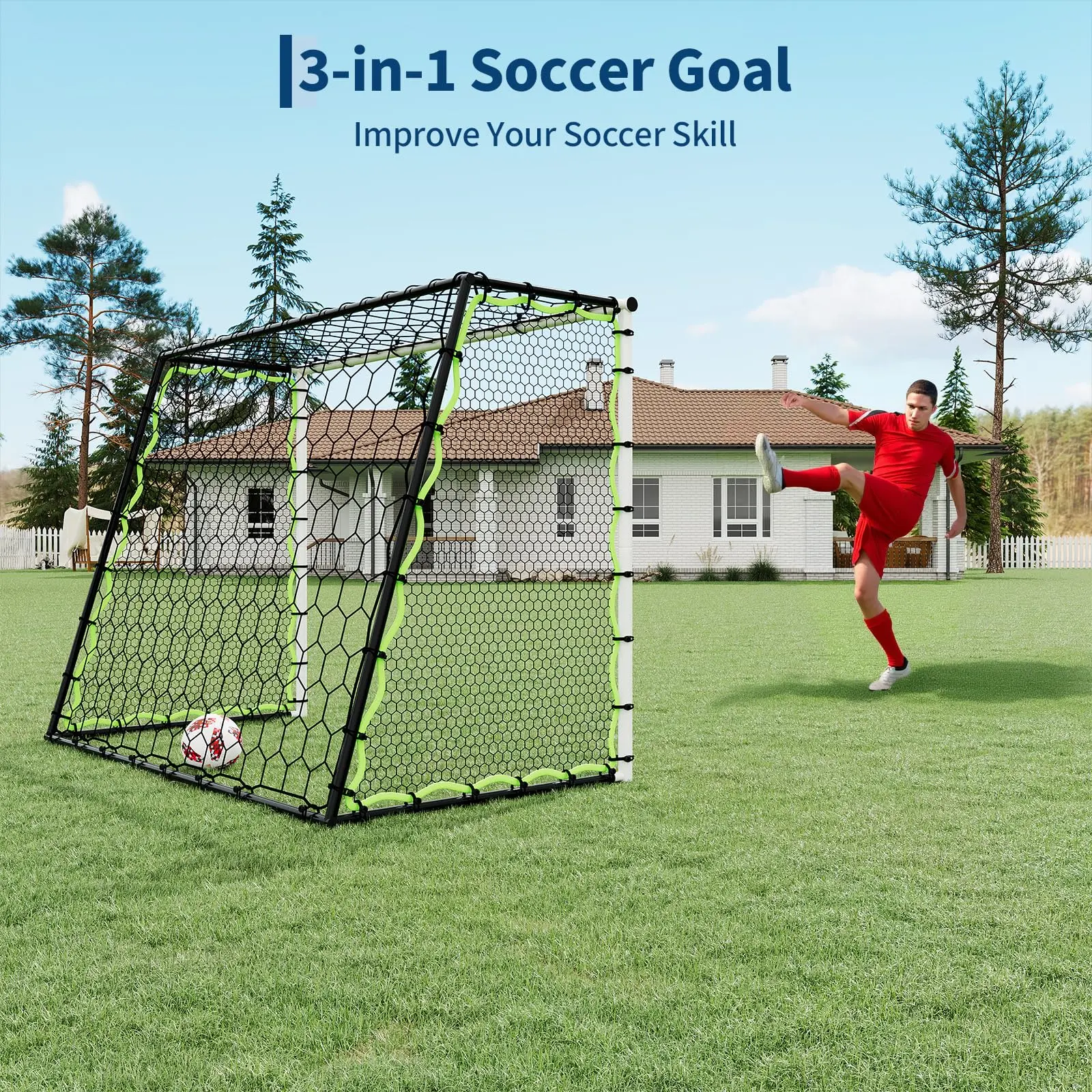 Steel 6x4/12×6/8×5/7×5/5×3 FT Soccer Goal for Outdoor Practice – Portable Competition Net with Ground Stakes, Perfect for Backyard, Youth & Adults -Multiple styles available