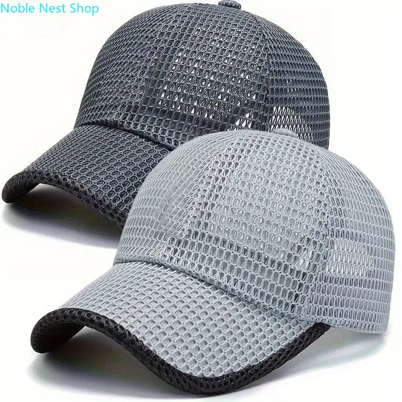 2-Pack Breathable Mesh Baseball Caps for Men, Adjustable Lightweight Sun Protection Hat, Outdoor Headwear Ideal for Summer Fishing, Hiking & Travel Activities