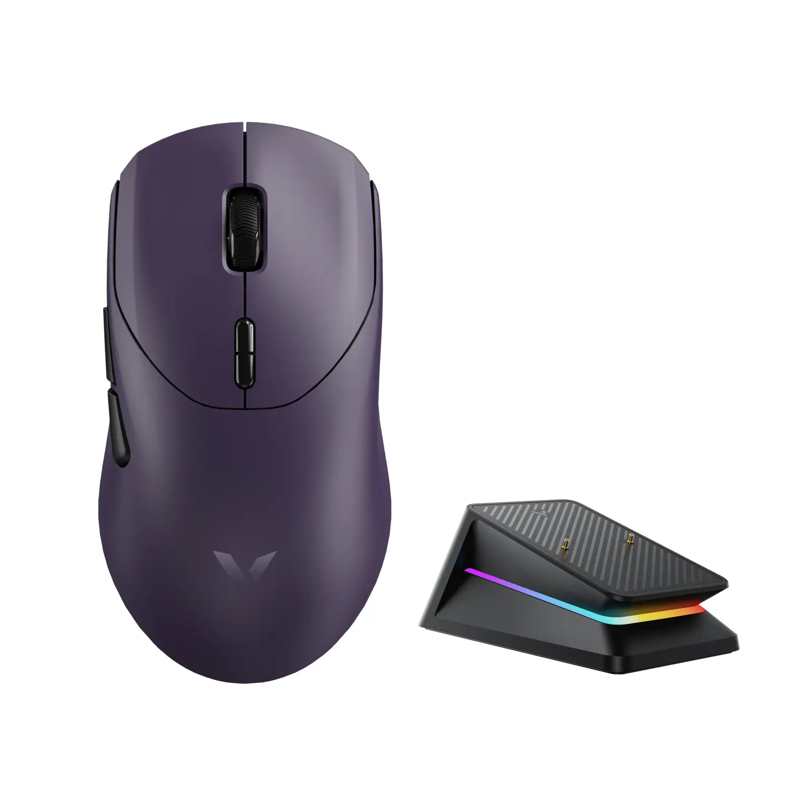 Rapoo VT9 Wireless Gaming Mouse with P5 RGB Mouse Charging Dock - True 8K Polling Rate, 26000 DPI, 53g Lightweight, Up to 750-Hour Battery, Nordic nRF54L15 MCU, 100M Mechanical Switch, 10 Programmable Buttons, On-Board Memory, Compatible with PC, Mac