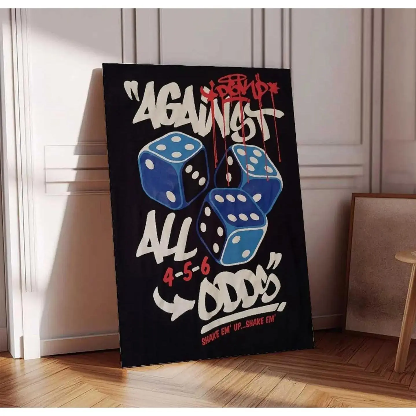 Graffiti Dice Canvas  Art Against All Odds Retro Poster Aesthetic  Prints Trendy Bedroom Decor Man Cave  Hanging Cool Living Room Pictures Creative Gifts