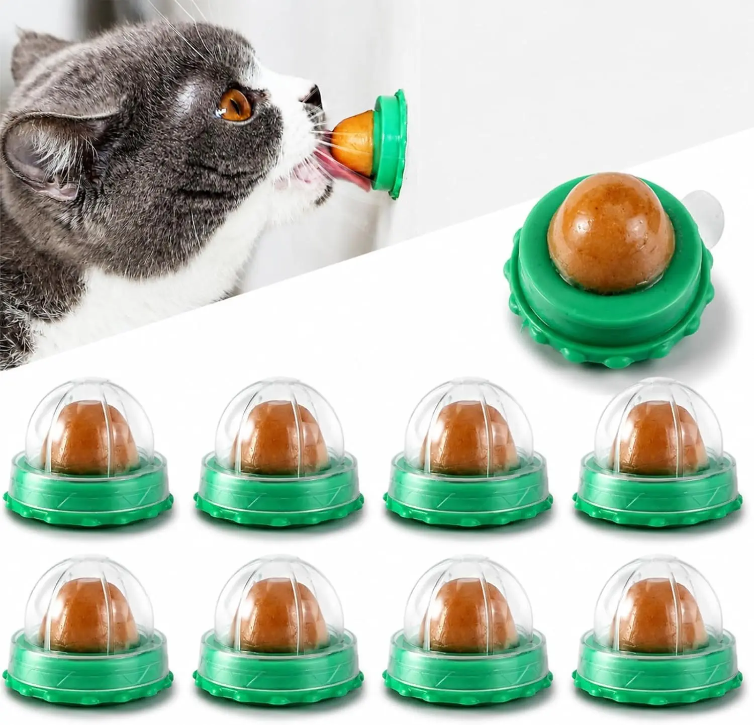 9 Pcs Cat Snacks Candy Ball - Wall Lickable Sugar Balls, Edible Cat Sugar Energy Balls, Cat Lickable Treats Balls, Kitten Licking Sweet Ball, Kitten Treats Licking Candy