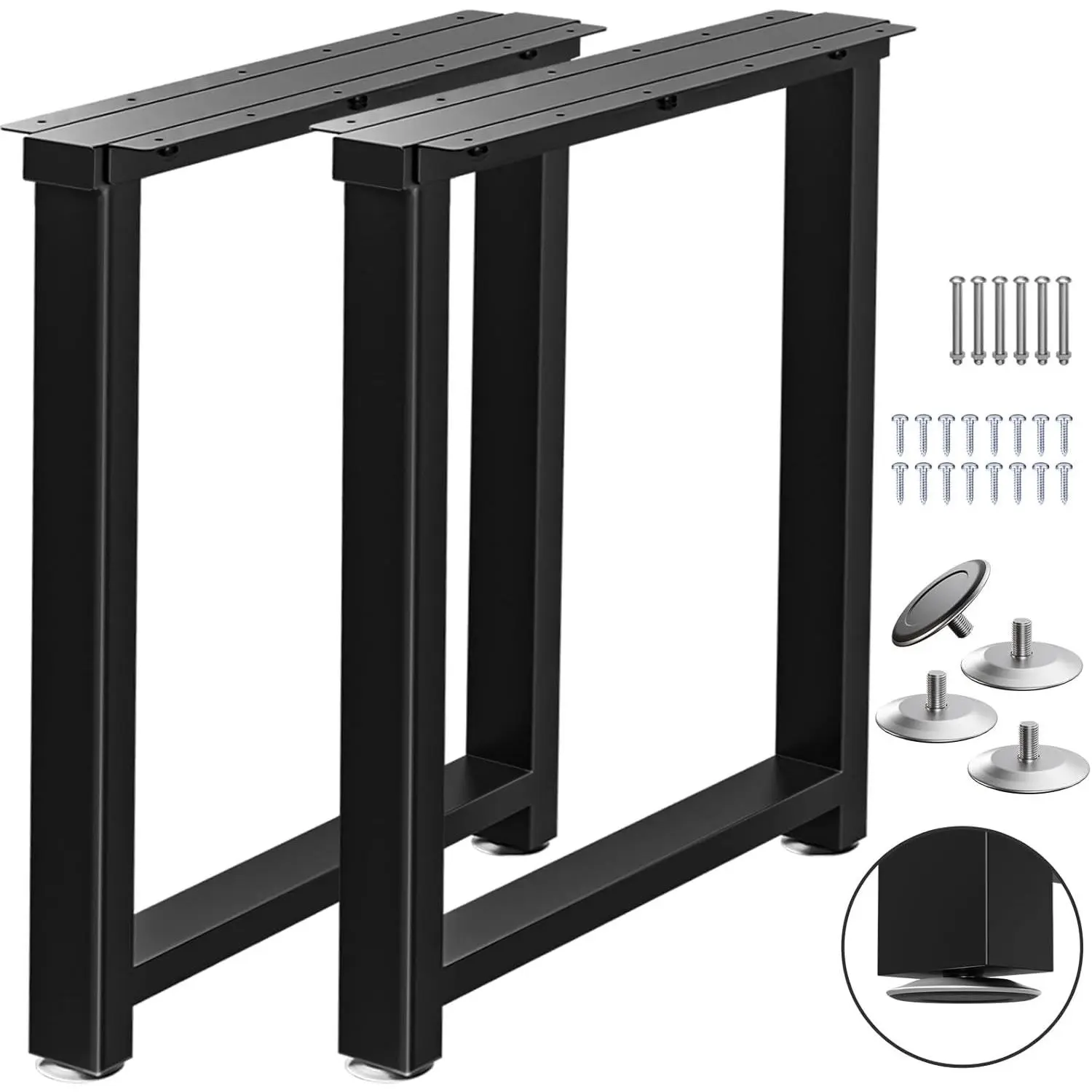 Metal Table Legs Heavy Duty, 28”H x 24”W, Metal Furniture Legs for Dining Desk Bench and Coffee Table, Industrial Black DIY Iron Bench Legs, Set of 2