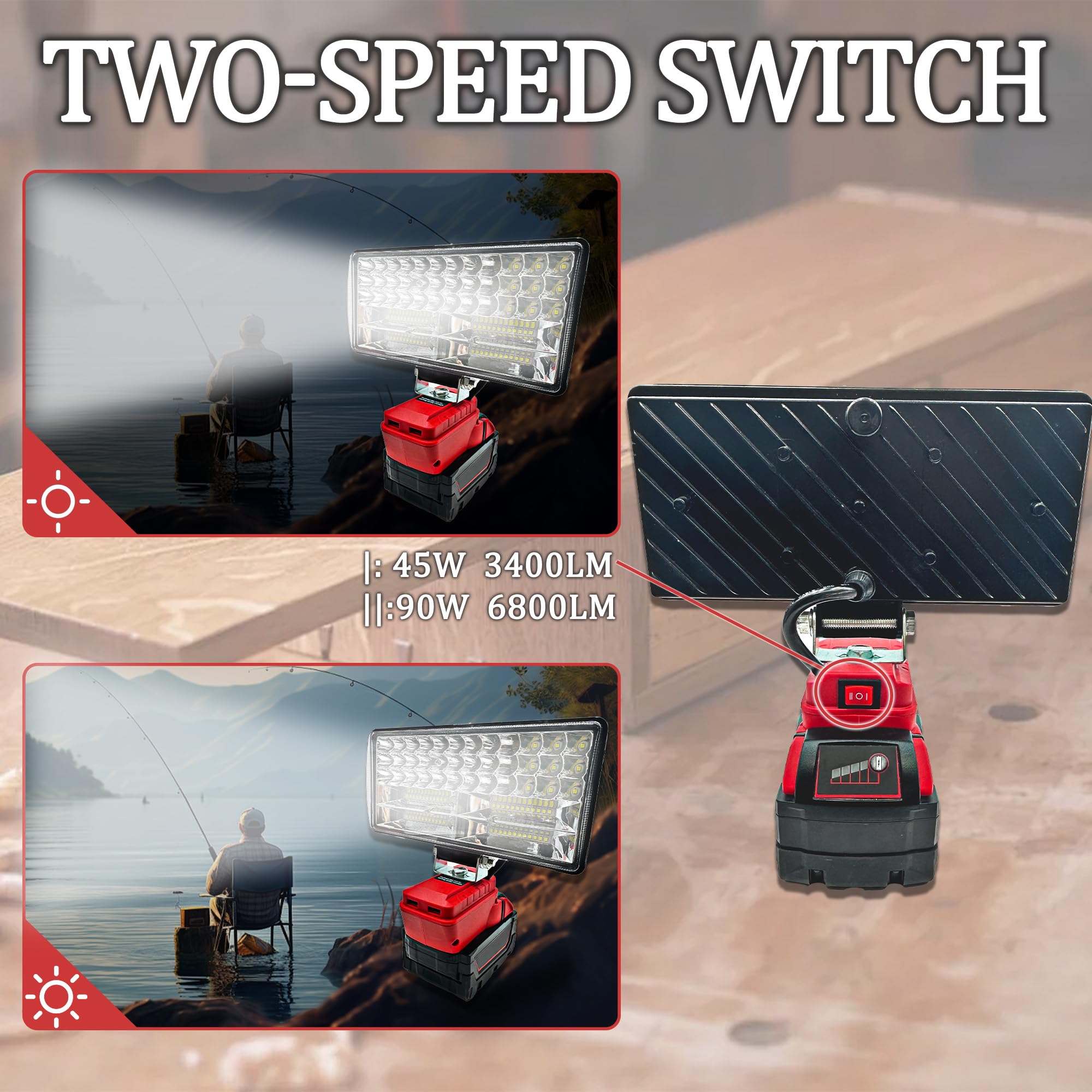 Milwaukee 18v Cordless LED Work Light, 90w 5400lm Wide Beam Floodlight, Dual USB Charging Ports, Ideal for Emergency Garage Workshop Use