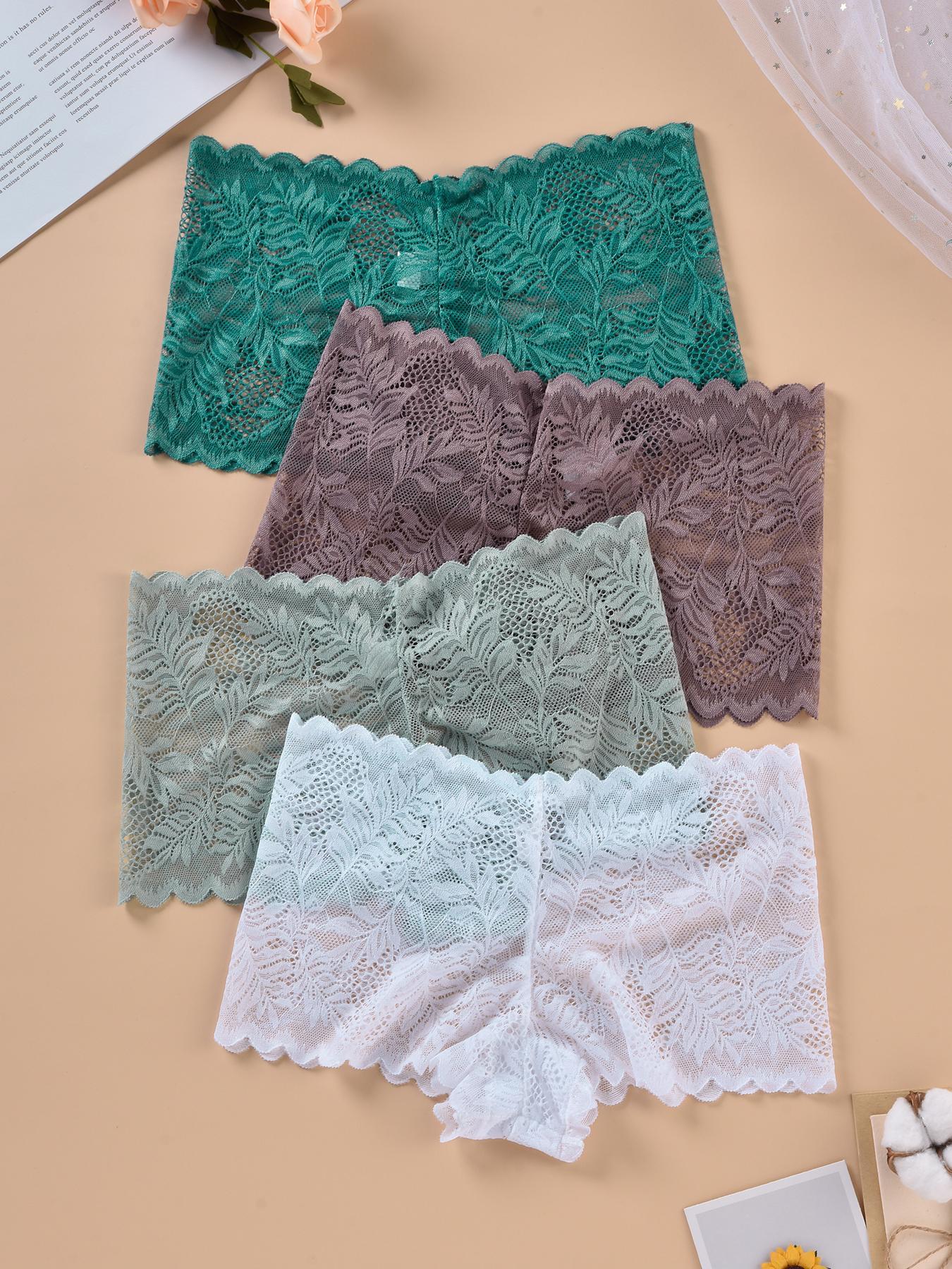 4/7pcs Sexy Floral Leaf Lace Panties for Women, Low Waist Soft Underwear, Comfortable Female Lingerie, Sizes S-Xl, All Seasons Wear
