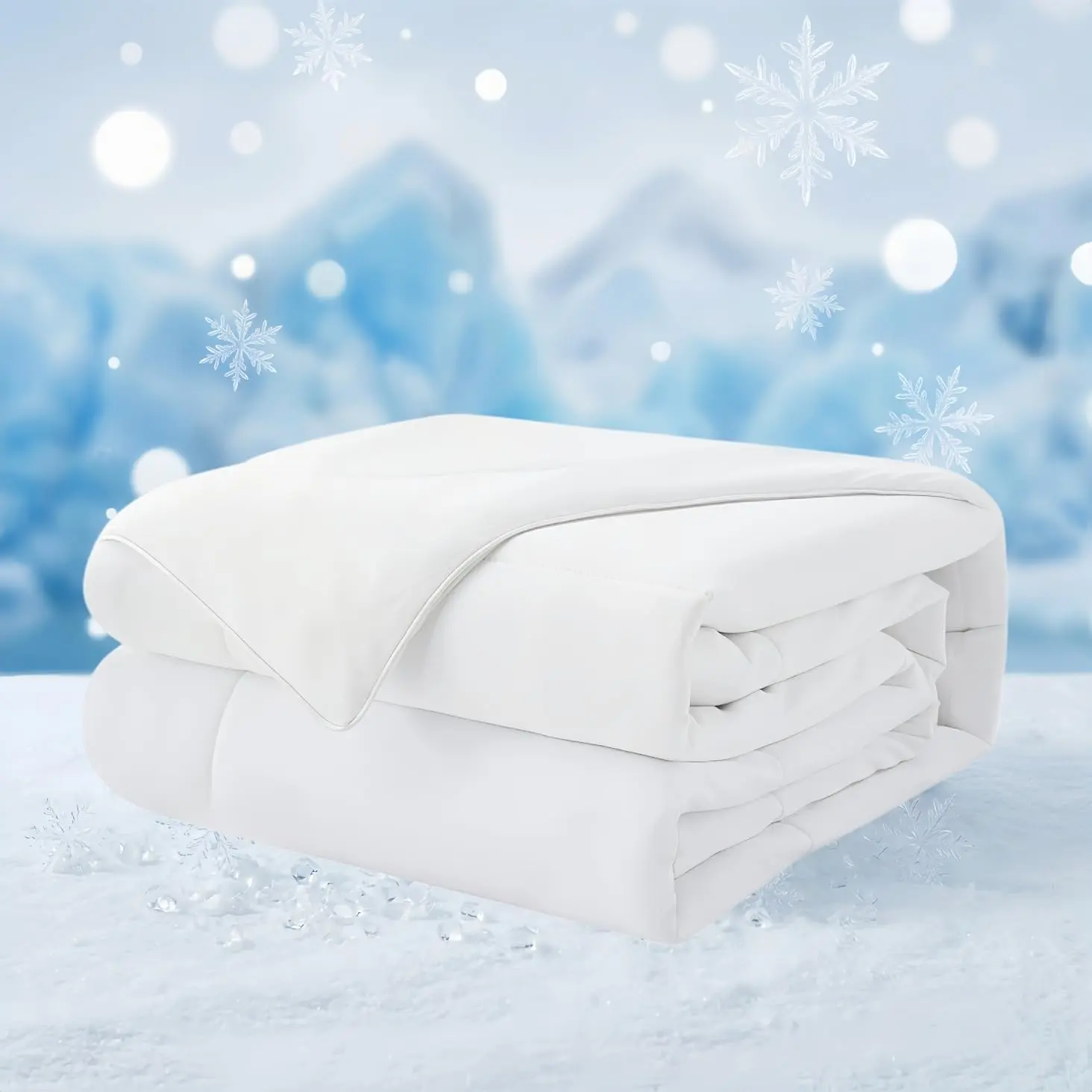 Cooling Comforter, Full/, Soft Breathable Cold Blanket for Hot Sleepers,   Bedding to Keep Cool for Night Sweats, Lightweight Bed Quilt for Summer 90 x 90 Inches, White