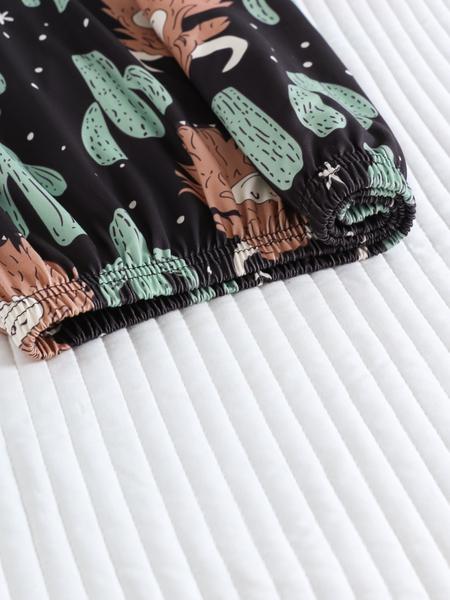 Women's Leopard Print Button Front Pocket Shirt & Pants Pyjama Two-piece Set, Elegant Comfy Long Sleeve Top & Trousers PJ Set, Ladies Sleepwear for All Seasons, Pajama Set