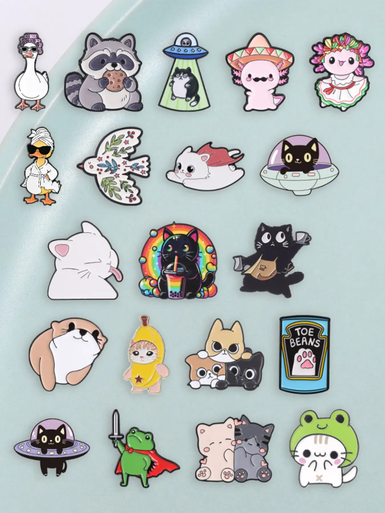 20 Styles Cute Cartoon Animal Enamel Pin, Cat Frog Otter Axolotl Brooch, Lovely Decor Badge, Perfect for Accessories and Gifts