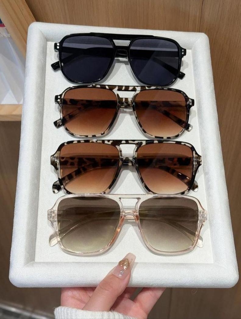 4-Pack Unisex Y2K Polarized Aviator Sunglasses, Vintage Square Lightweight Shades, UV Protection Fashion Eyewear for Daily & Outdoor Wear