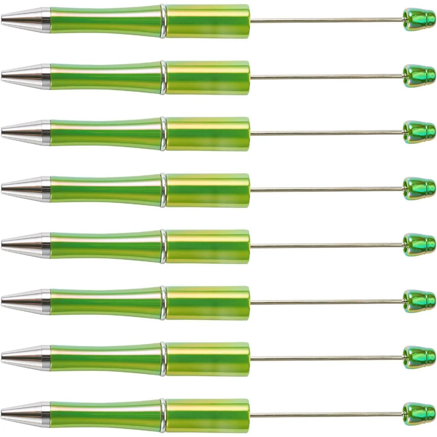 10 count Iridescent Beadable Pens Green Color Ball Point Pens DIY Personalized Bead Pens for Pen Making Students Teacher Wedding Graduation Party  Office Supplies
