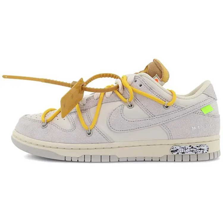 Off-White x Nike Dunk The 50 No. 39 Low-Top Sneakers for Men and Women in Light Brown and Gray with Yellow Laces Verifiable, with credentials and supporting global authentication