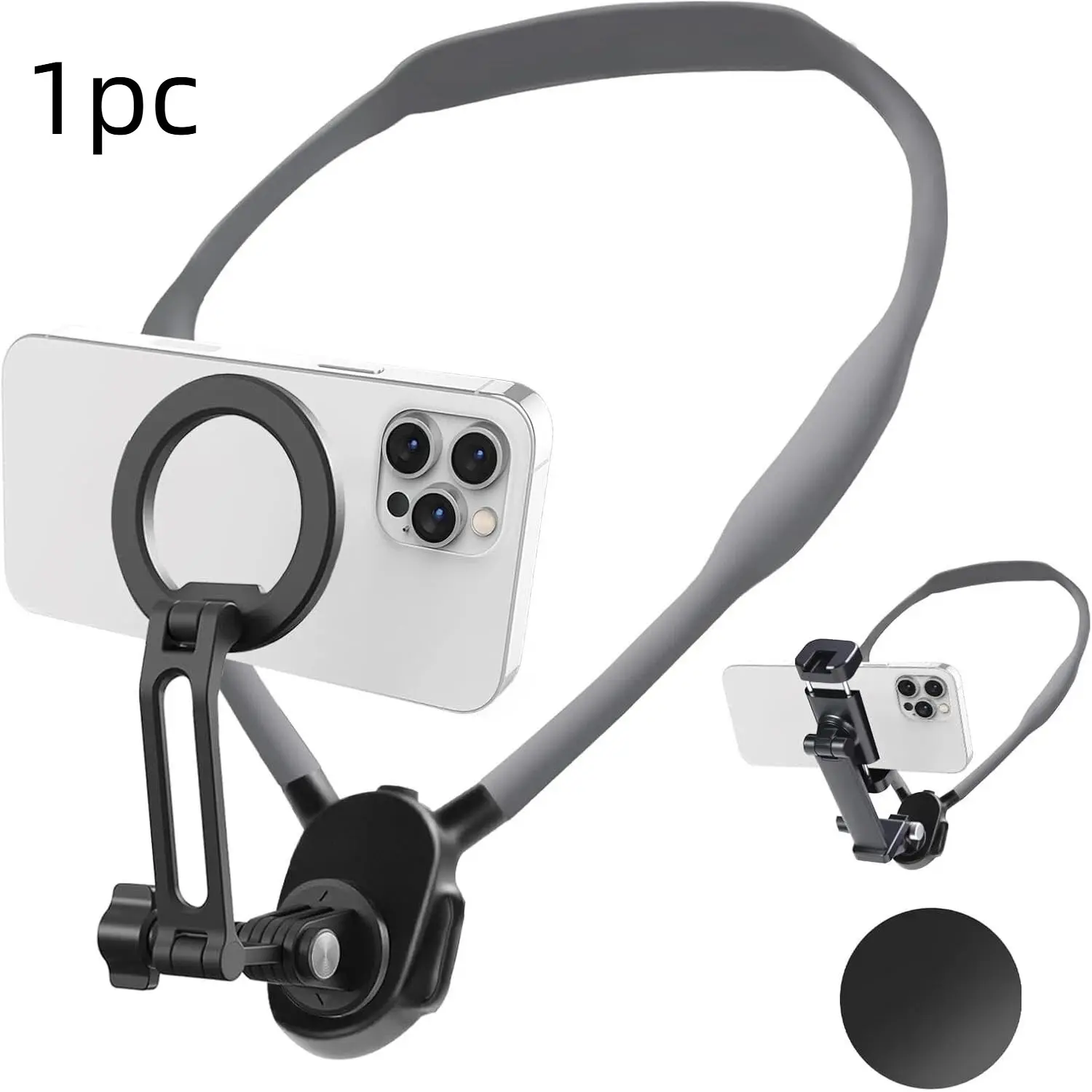 Magnetic Neck Phone Stand, Adjustable Flexible Goose Neck Holder, Ideal for Hands-Free Viewing, Live Streaming, Video Recording, Universal Smartphone Adapter