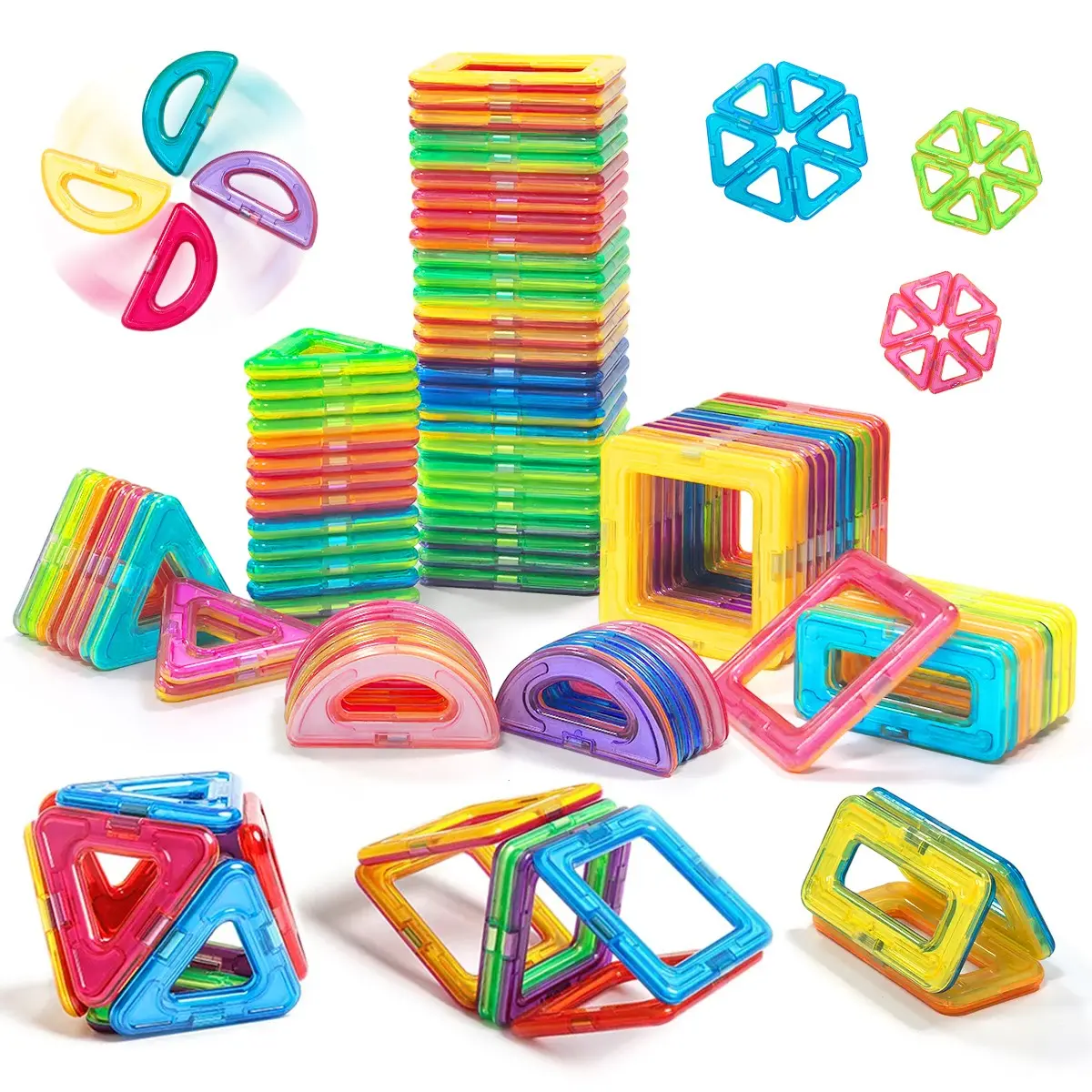 Random Color Building Blocks Toy For Kids, Magnetic Tiles Set, Magnetic Tiles Stacking, 3D Model Building Bricks Toy, Creative Hands-on Ability Training Toy, Blocks Tower Game, Best Birthday Gift