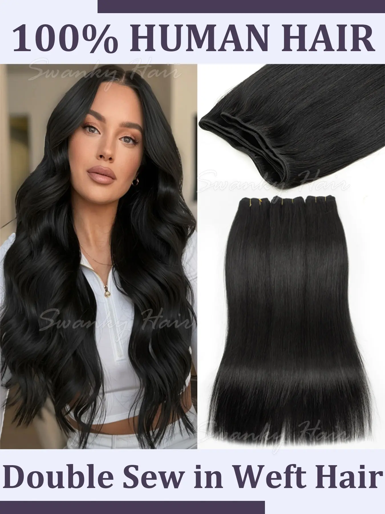 Invisible Sew in Human Hair Weft Sewing In Hair Weaves Natural Straight Machine Remy Hair Bundles Black Brown Blonde Hair 12inch-24inch 50g/pack For Women