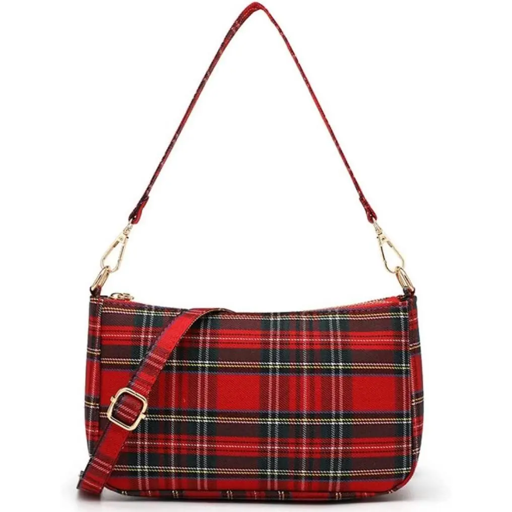 Sheena Tartan Check Punk 90's Cssbody Purse Handbag