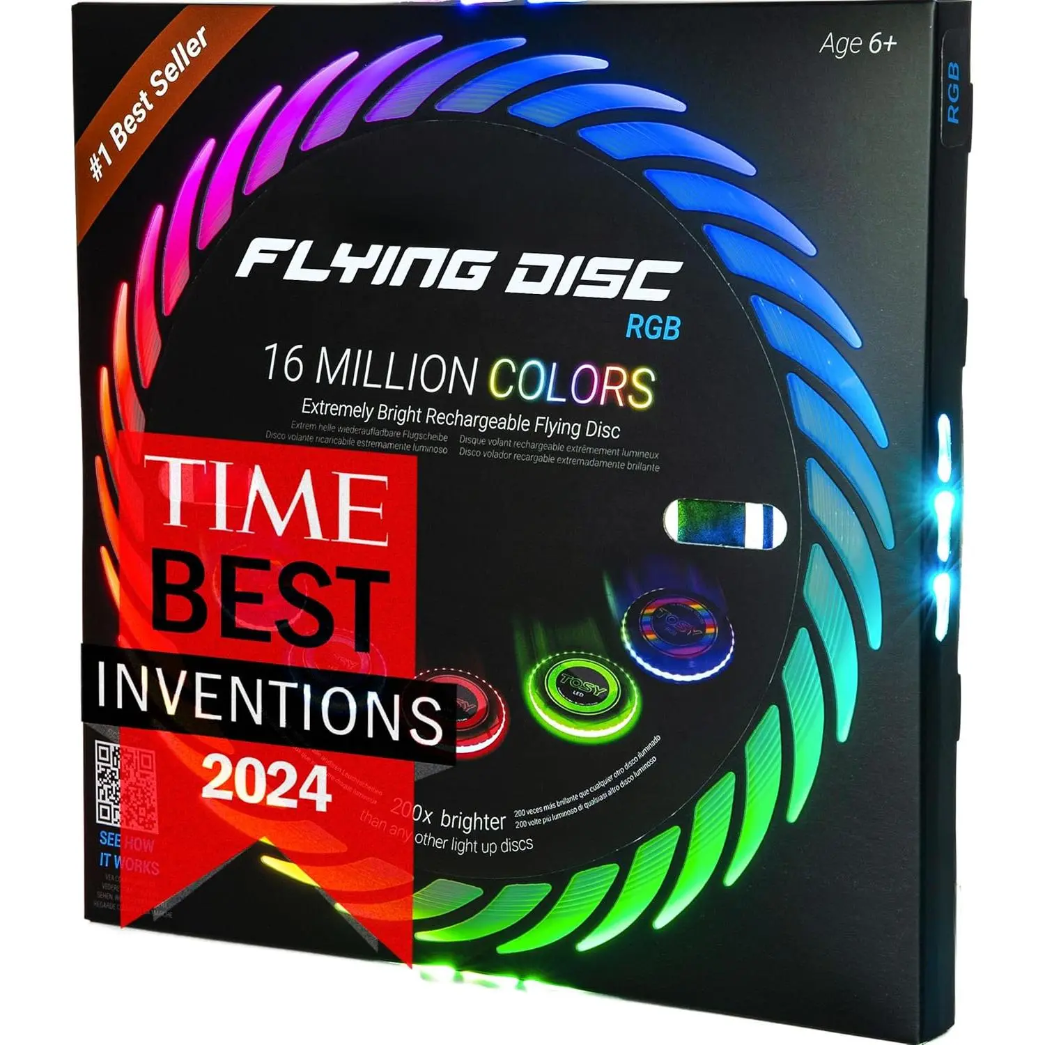 Flying Disc - 108 RGB Multicolor or 36 Monocolor LEDs, Super Bright, Smart Modes, Easter Basket Stuffers Gift, Camping Toy  Kid/Teen/Adult, Auto Light Up, Rechargeable, Waterproof, 175g
