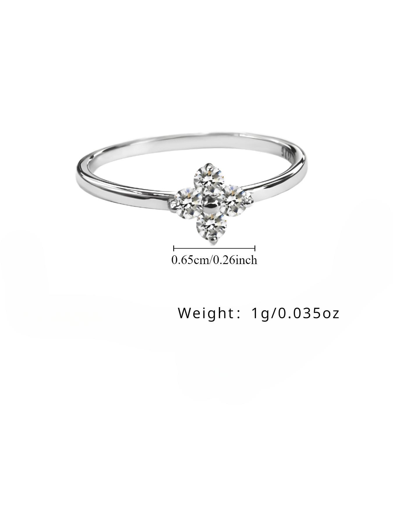 S925 Sterling Silver Cute Four Leaf Clover Design Ring, Fashion Accessories for Women & Girls, Trendy All-match & Exquisite Jewelry for Birthday Gift