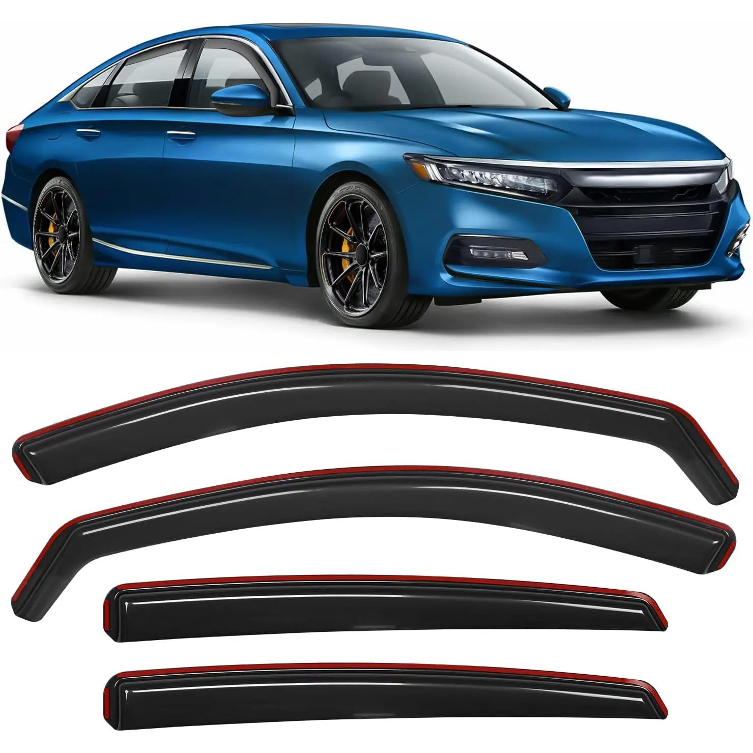 Nilight In-Channel Acrylic Side Window Visors for Honda Accord 2018-2022, Slide-Mount All-Weather Wind Deflectors for Ventilation, Smoke Tinted, 4 Pieces