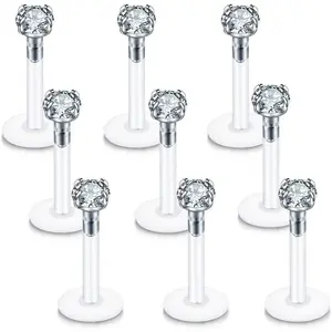 16G 18G Labret Monroe Lip Rings Nose Helix Tragus Earring Studs   9 count
