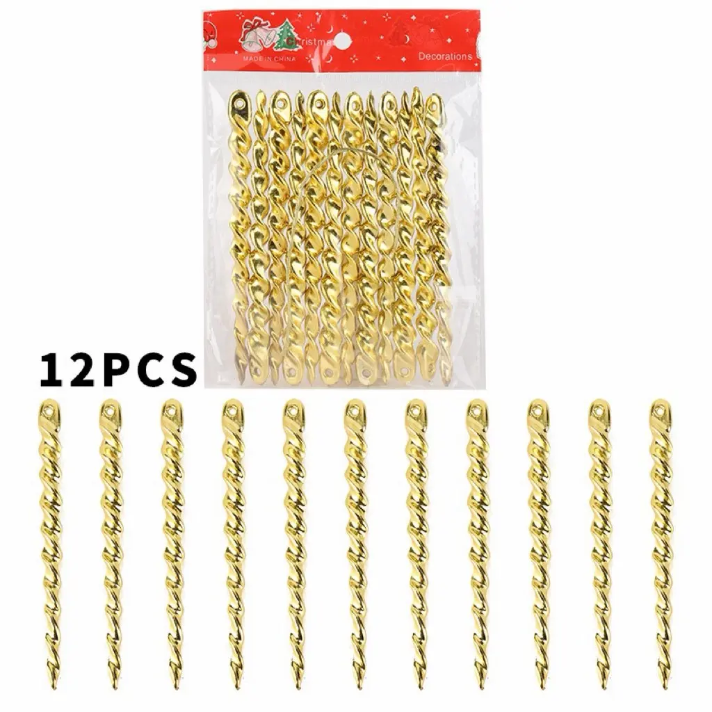 12pcs Christmas Ornaments, Electroplated Ice Bar Hanging Decorations, New Holiday Tree Accessories, Home & Store Display Ornament Set