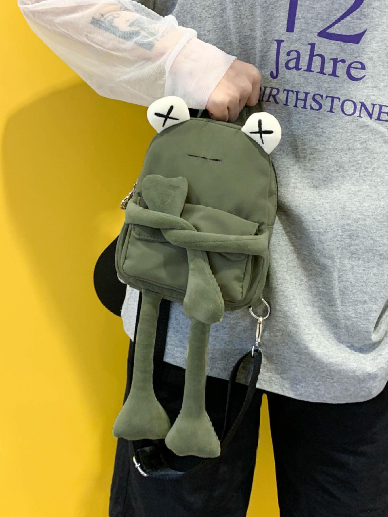 Women's Cute Cartoon Frog Design Chest Pack, Casual Novelty Crossbody Fanny Pack, Fashionable Zipper Sling Pack for Daily Use, Versatile Bag, Lightweight Crossbody Bag, Crossbody Purse