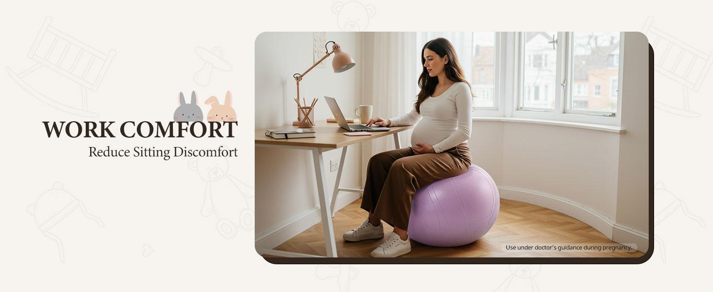 Trideer Pregnancy Birthing Ball - 1.7mm Extra Thick Yoga Ball for Maternity, Labor, Exercise, Physio, Recovery - Guide & Baby Memory Book Included - 440LB Anti-Burst & Non-Slip Stability
