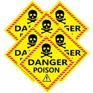 Skull and Crossbones Danger  Sign Stickers,4 Inch Caution Danger Safety  Vinyl Label  12 Pack