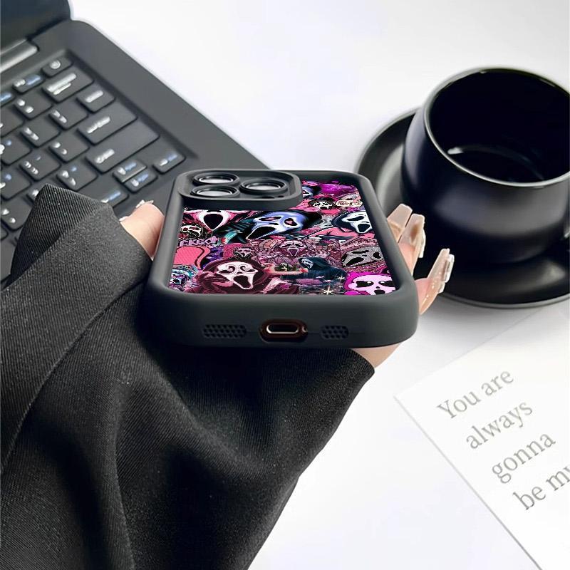 Ghost Scream Collage Pattern Phone case for iPhone 17 Pro Max 16 Plus 15 14 13 12 11 BumperDrop Protaection Rugged Durable Back Cover fashion gift Full Body Protection Shockproof Soft Silicone Cover.QXB334.designer,case Protective Smartphone