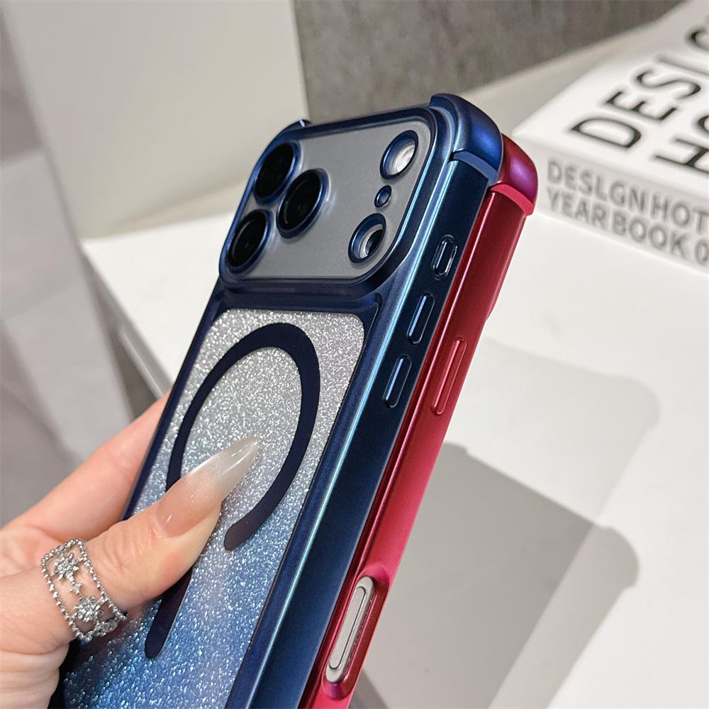 Luxury Wrist Strap Glitter Lanyard Phone Case For iPhone 17 Air 16 15 14 13 Pro Max For Magsafe Wireless Charging Armor Cover