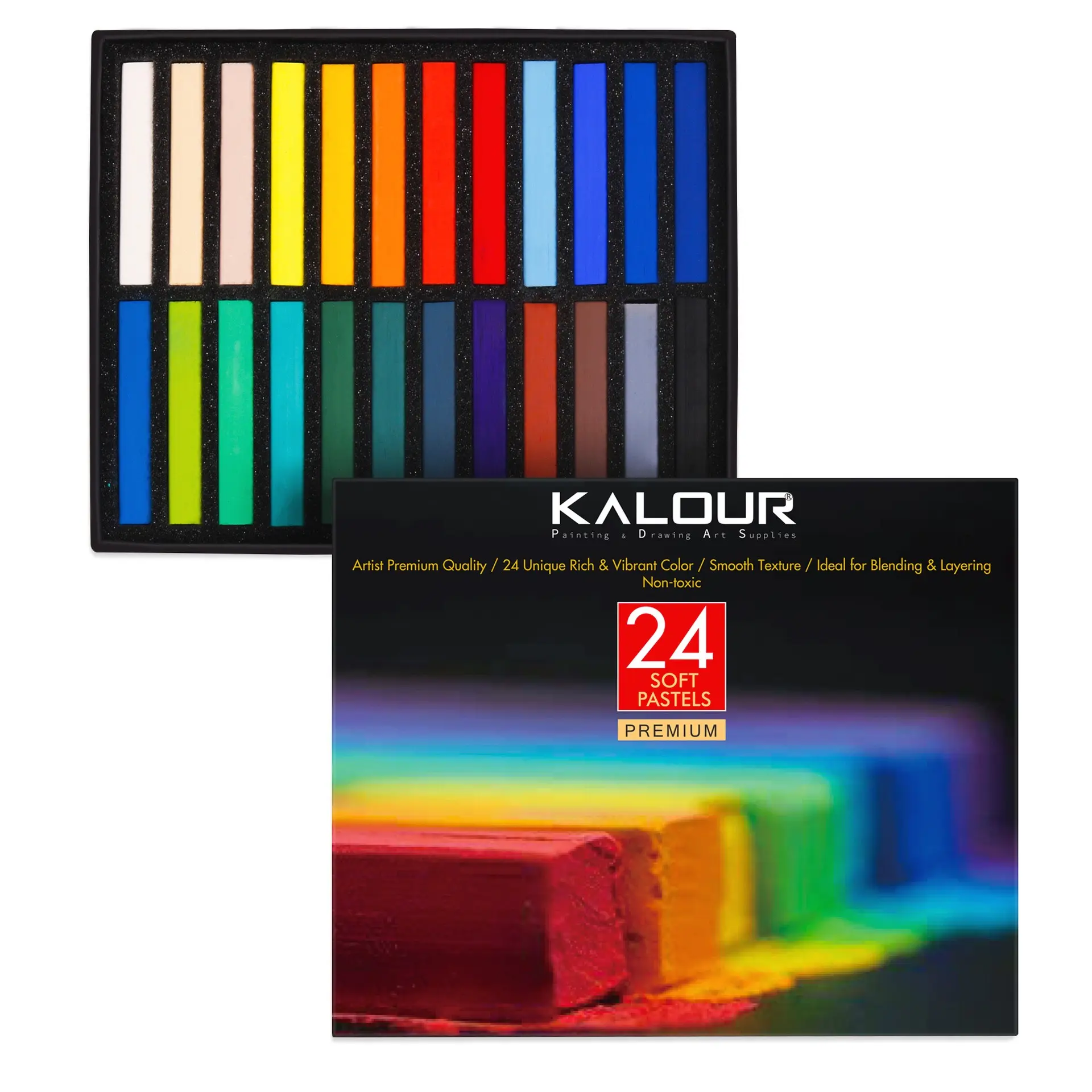 Kalour 24 Color Pastel Pencils Set, Professional Art Drawing Tools, Ideal for Sketching and Coloring, High-Quality Pastel Sticks