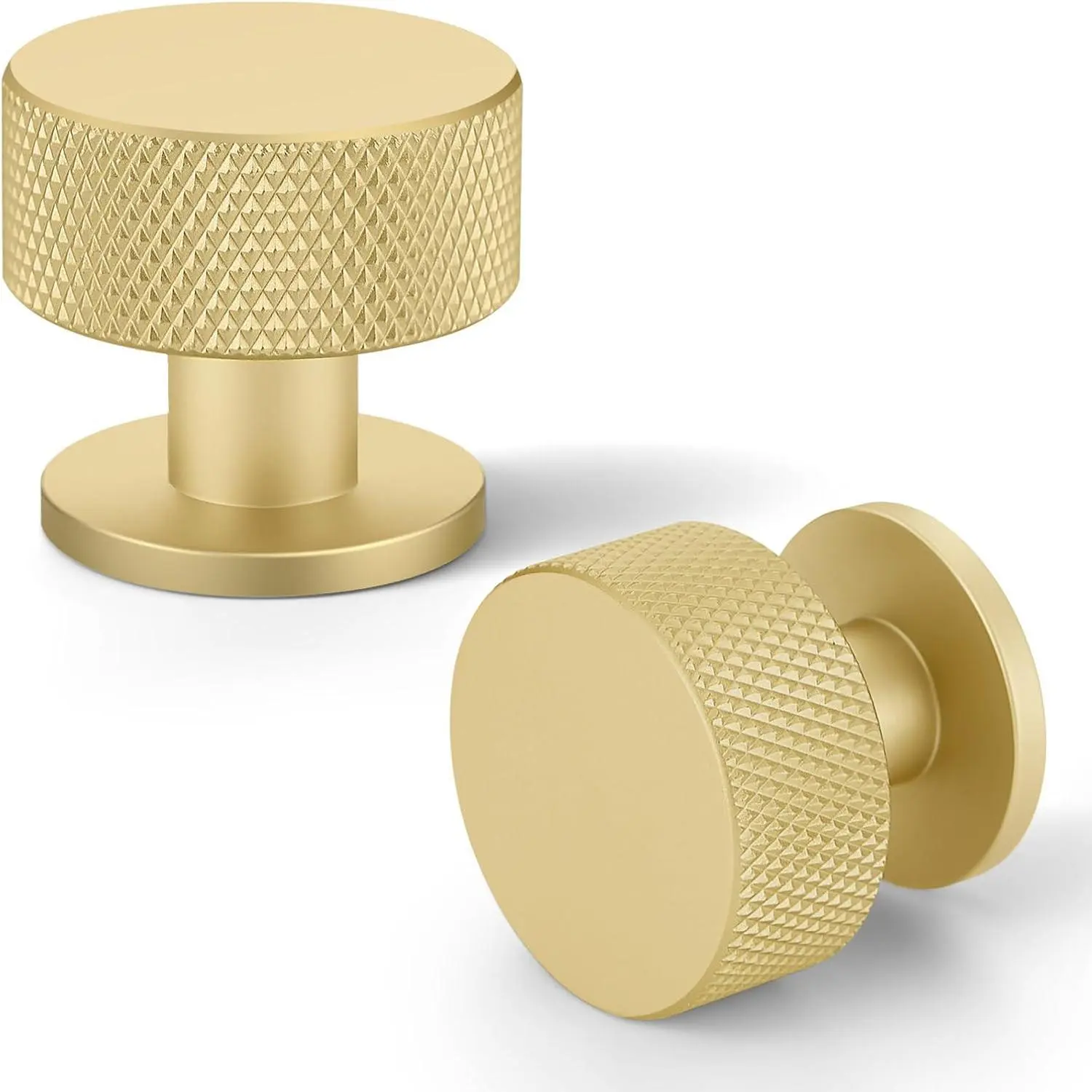 Knurled Cabinet Knobs,1-1/4 Inch Drawer Pulls,2 Pack | Round Single Hole,Screws Included,Smooth Shape,Simple Cabinet Hardware for Cupboard Dresser Kitchen