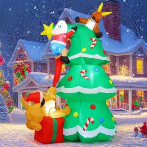 7.3FT Christmas Inflatables Outdoor Decorations Blow Up Santa Claus Reindeer Dog Christmas Tree Inflatable with Built-in LEDs for Christmas Indoor Outdoor Yard Lawn Garden DecorationsAB16BoltCraft