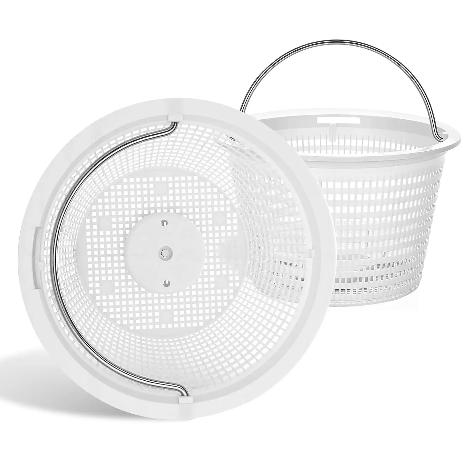 2-Pack Weighted Pool Skimmer Basket for Inground Pools, Heavy Duty Filter Basket with 316 Stainless Steel Handle, Replacement for SP1070/SP1070E & U-3