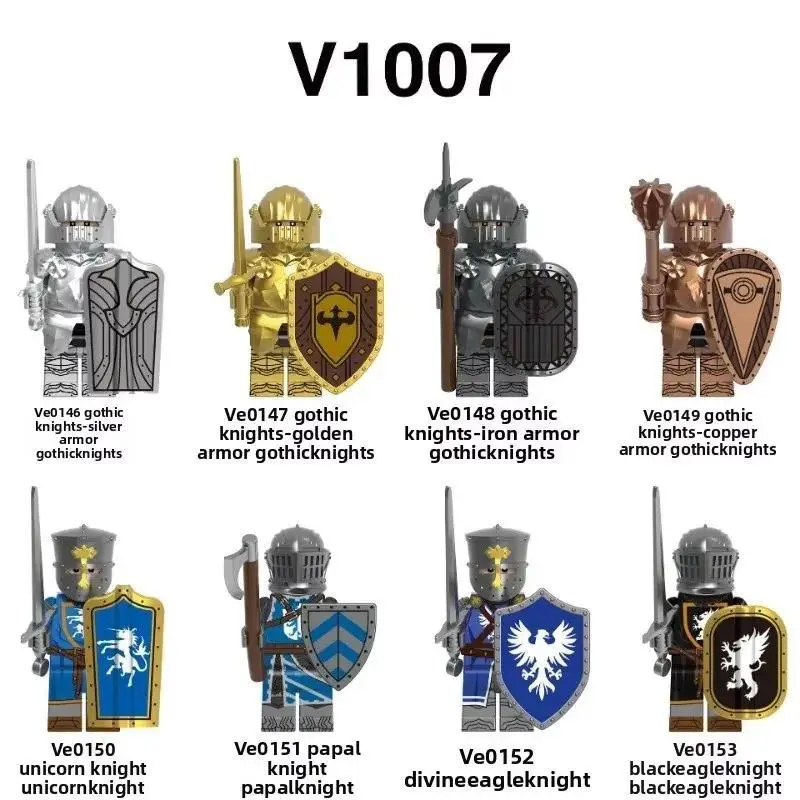2026 new hot item V1007 Medieval Ancient Castle Infantry Archer Soldier Minifigures DIY Assemble Building Block Toy Pack