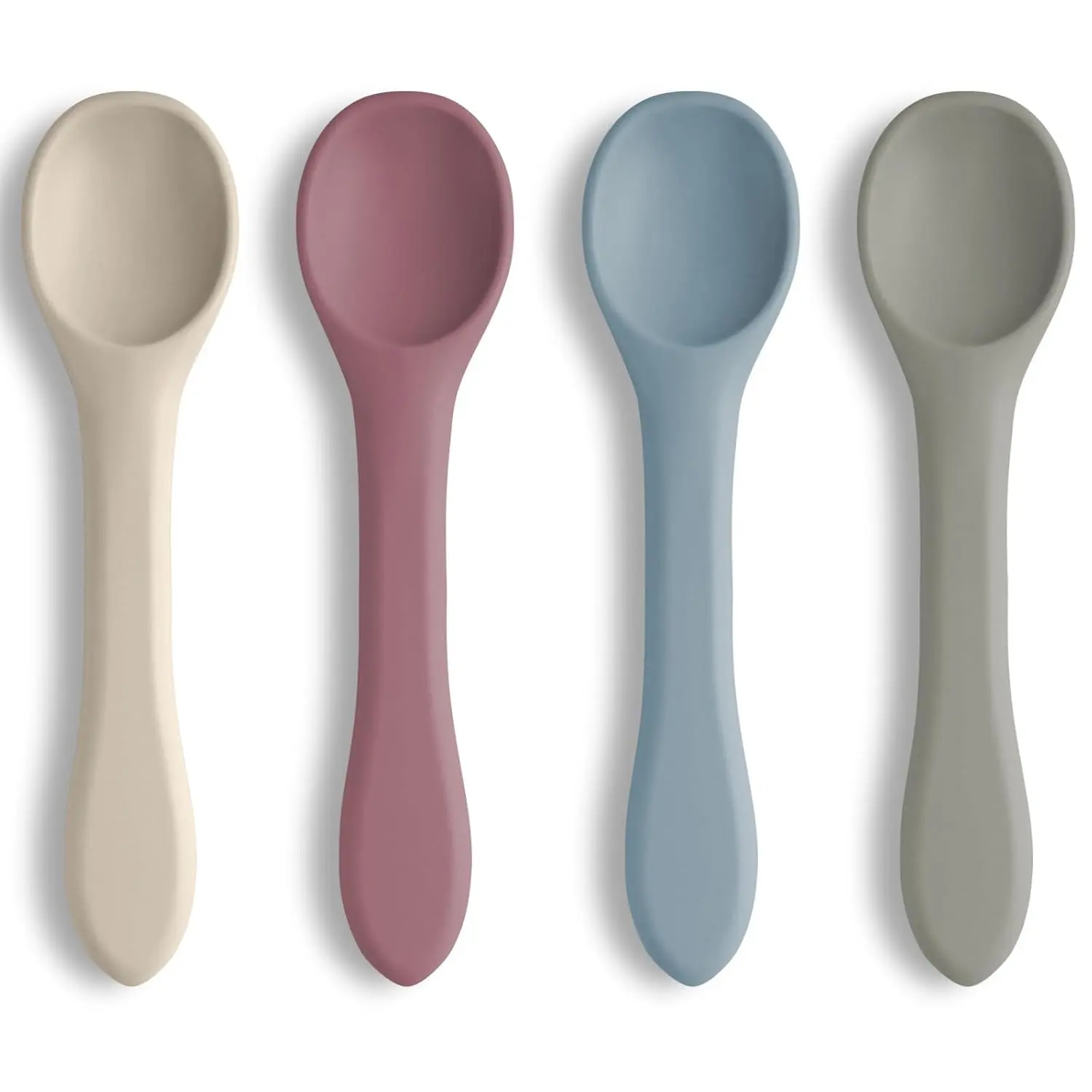 Silicone   Spoons, 4 PCS First Stage  Spoons  Infants,  Led Weaning  Supplies Training Spoon, Toddler Utensils, Ultra-Durable & Chewproof, Dishwasher Safe baby dinnerware plates set feeding