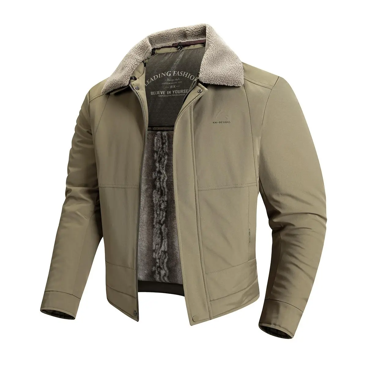 Simple solid color lambhair collar with fleece windproof winter jacket, multi scene thick and warm short workwear jacket, suitable for work, daily life, and light outdoor activities