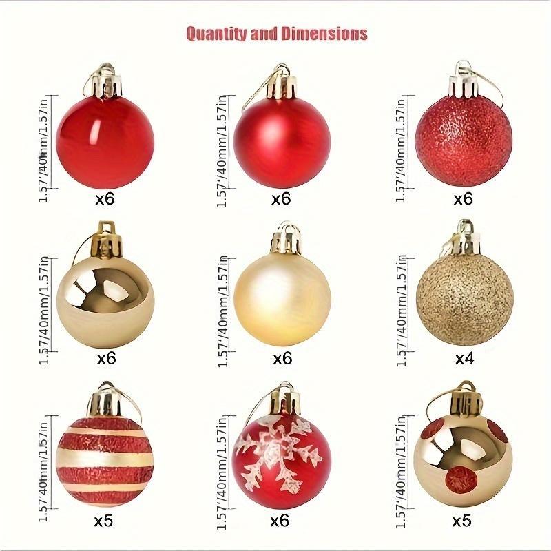 50 Classic Christmas Ornaments, Electroplated Painted Balls for Tree Decoration, Perfect for Halloween, Christmas, Valentine's Day, Thanksgiving, Party Decoration Supplies