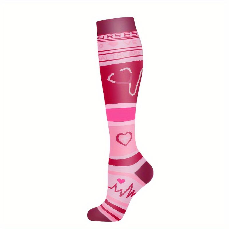 6 Pairs Women'S Compression Socks for Outdoor Cycling, Non-Slip Supportive Sports Socks, High Elasticity Fitness Socks, Thigh Beautification, Calf Support Socks - Polyester 75.0%, Elastane 25.0%, Machine Washable, All-Season Wear, Cycling A