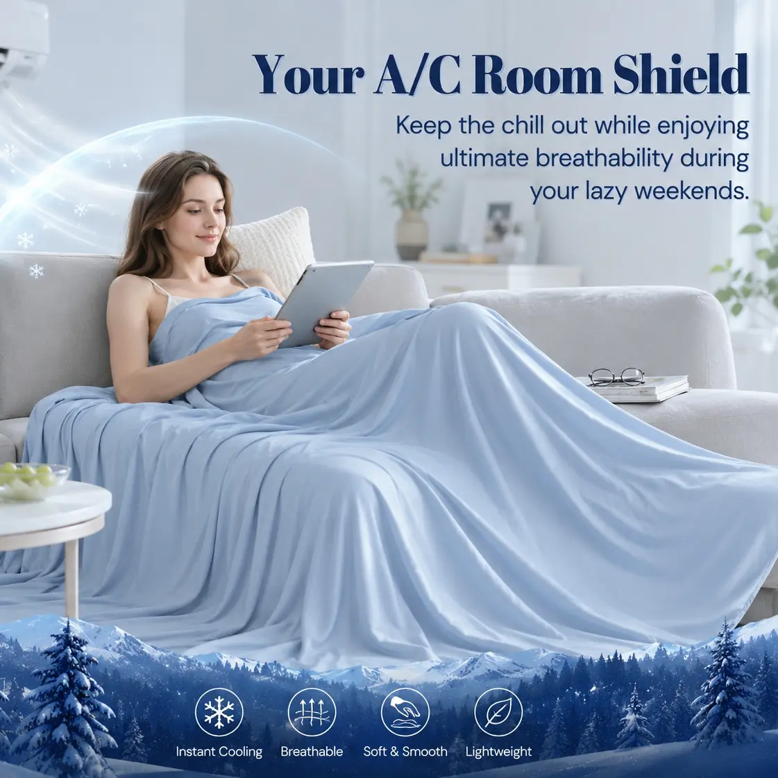 【Father's Day Gift】Cooling Blanket Single Layer for Hot Sleepers, Lightweight Breathable Summer Cool Throw Blanket, Soft Thin Skin-Friendly, Twin Full Queen King, Sleeping Throw Blanket, Blanket for Bed